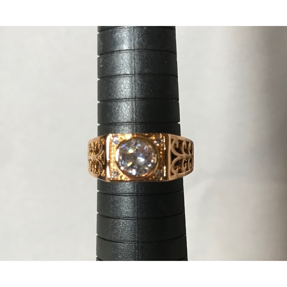 Gold Tone Crystal Ring Size 9.5